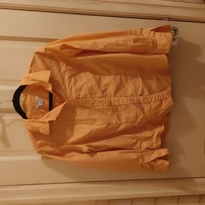 Liz Claiborne Petite pL Orange and White Striped Button Down Shirt
